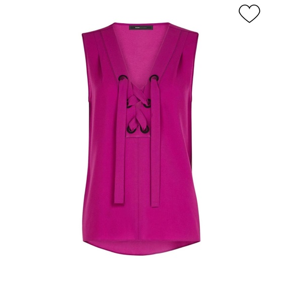 BCBG Maxazria Women’s Magenta Lace Up Sleeveless Top Size Small - Picture 5 of 10